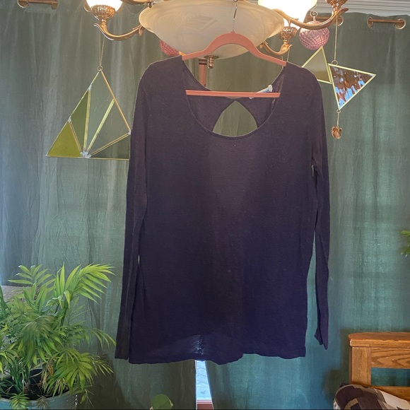 2️⃣ for 1️⃣ Open Back Long Sleeve Tops  |  Anthro | Marled Grey & Purple - Picture 4 of 6